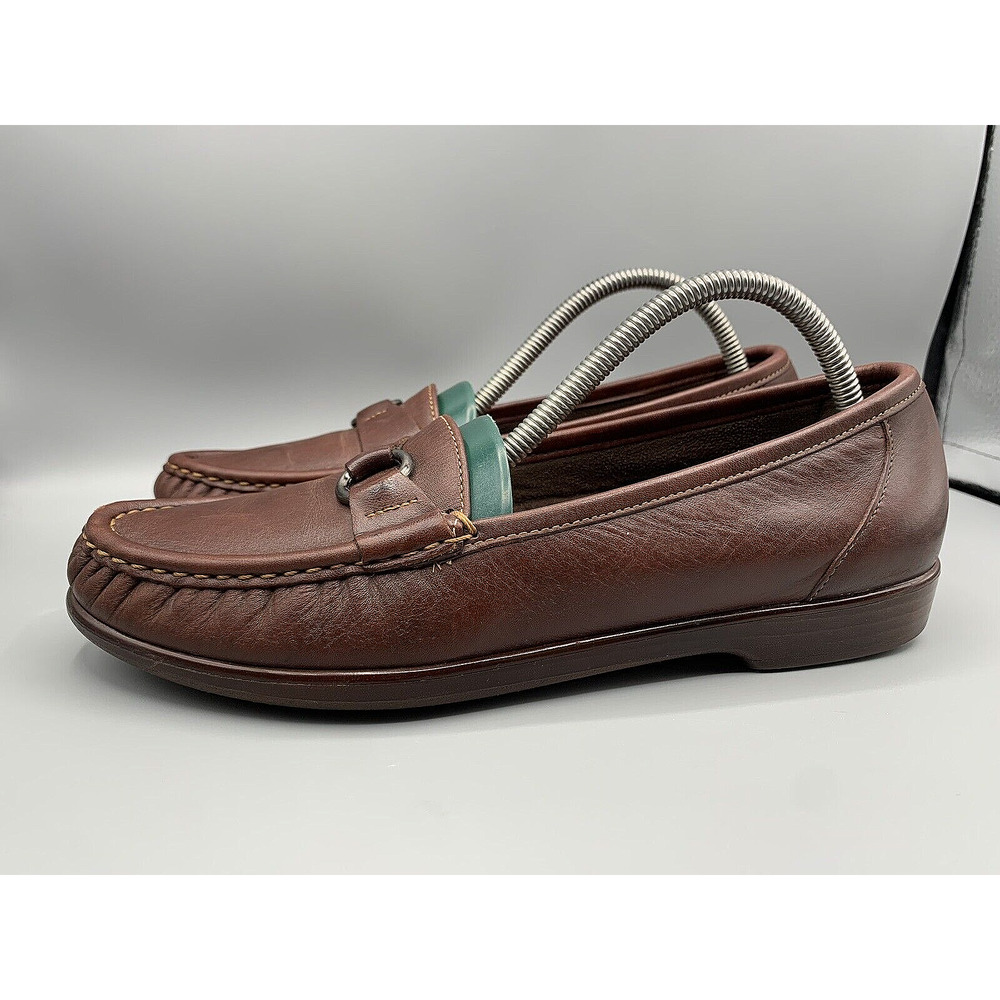 SAS TRIPAD Comfort Brown Leather Loafer Moc Toe Slip On Shoes Women's Sz 8.5 M